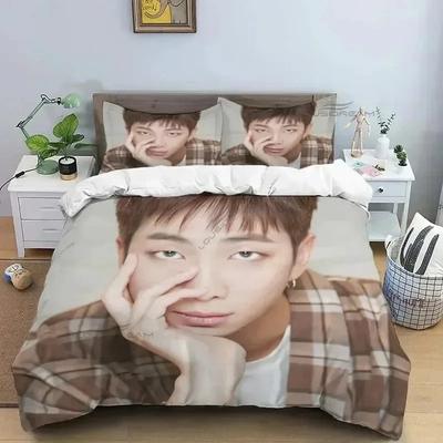 Lüks Yeni 3D Baskı Kore Popüler Erkek Şarkıcı Grubu Nevresim Takımı, Yorgan Kılıfı Yatak Takımı Yorgan Kılıfı King Queen Boyutlu Yatak Takımı