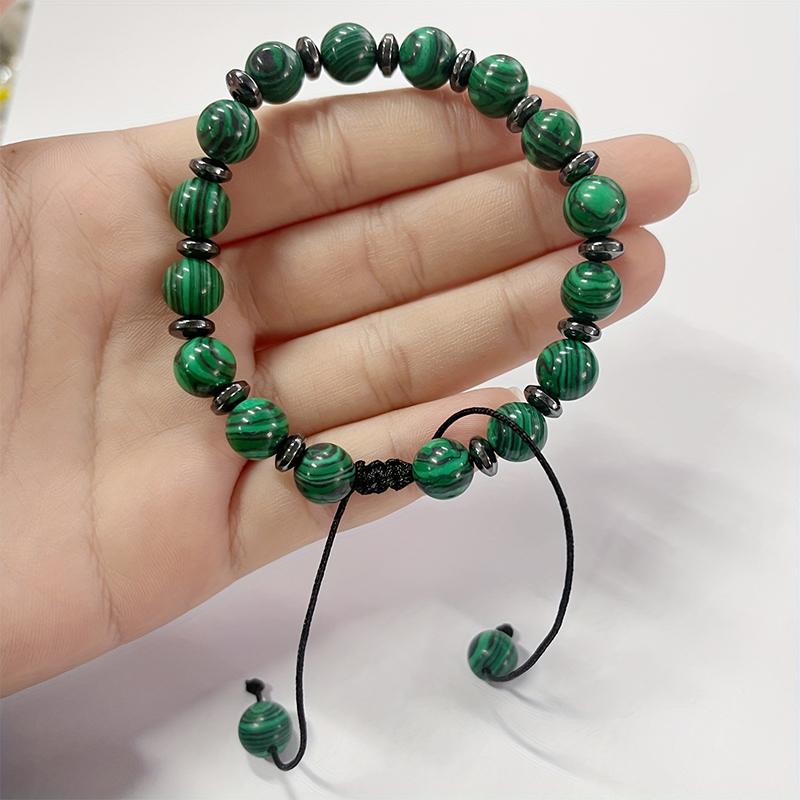 Fashionable Malachite Bracelet, Natural Stone Beads Bracelet For Men And Women Valentine'S Day Gift