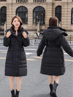 2025 Women's Mid-Length Six-Color Slimming Down Jacket: Thickened Warm Winter Outerwear with Big Pockets
