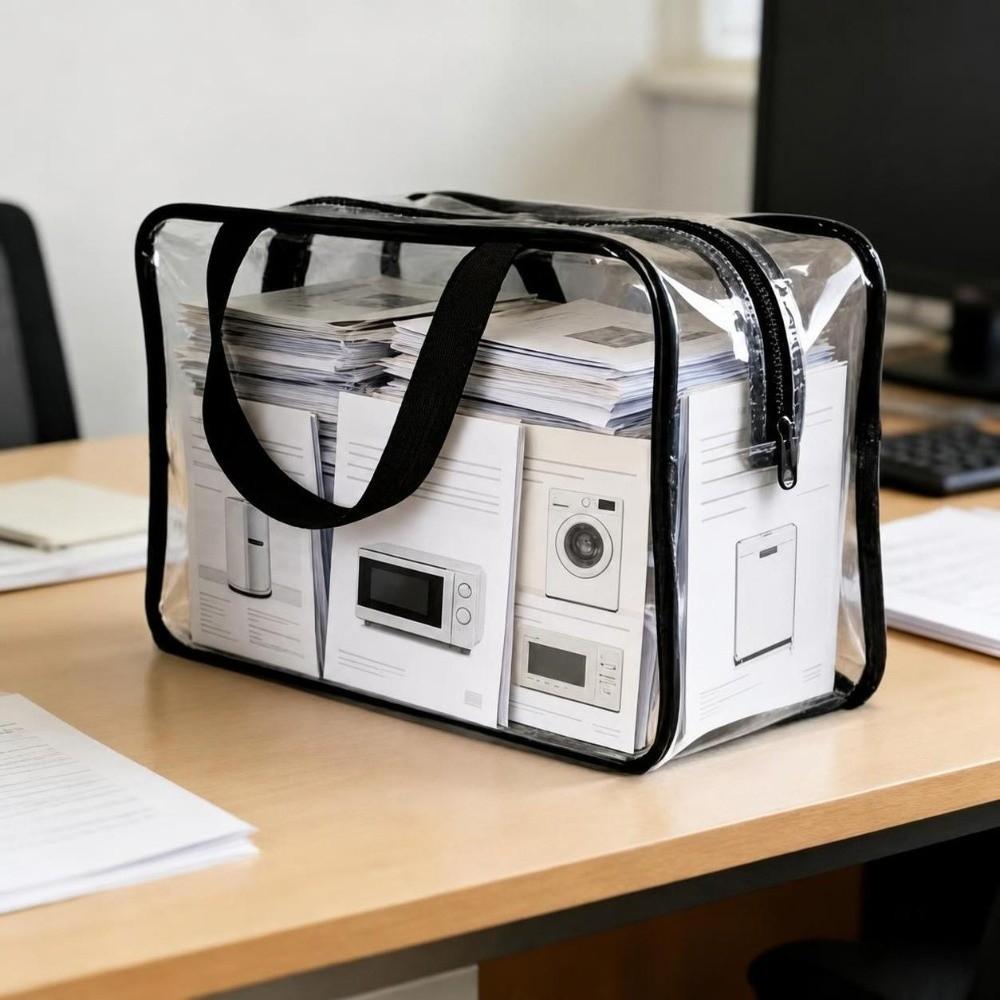 With Handle File Organizer Pouch Sturdy Zipper Transparent Handbag New Transparent Storage Bag