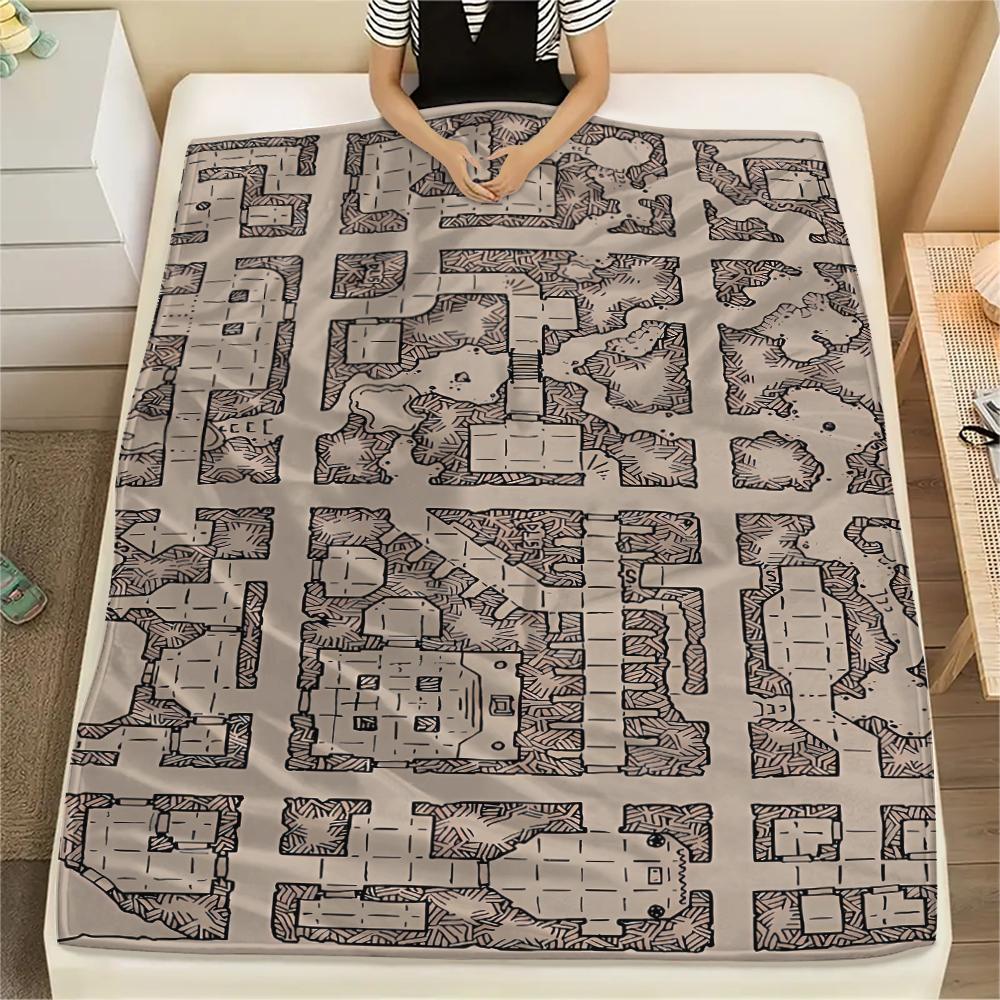 1PC D&D Dungeon and Dragons Print Flannel Blanket, High quality All Seasons, Home Decor, Warmth and Comfort, Perfect for Christmas Gifts