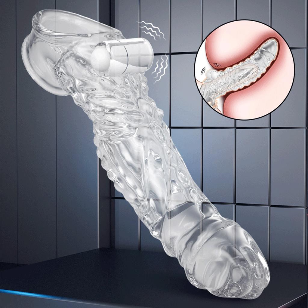 Realistic Penis Sleeve Penis Extender Powerful Vibrating Penis Ring Penis Sleeve Elastic Penis Ring, Enlargement Extension Suitable for Couple Use