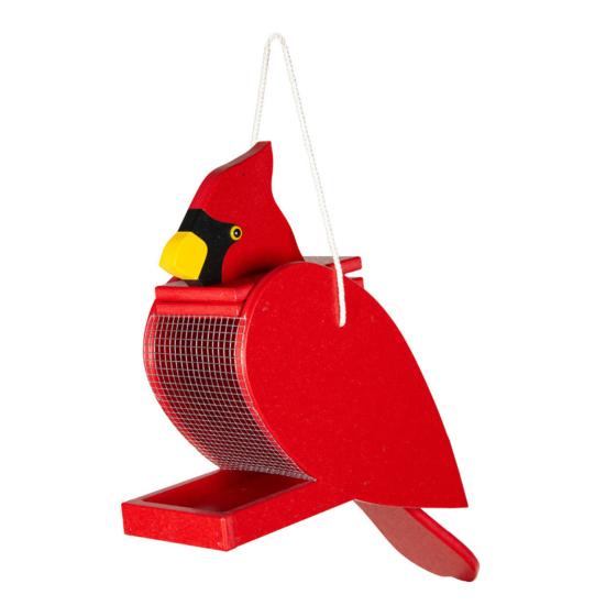 

Red Bird Birdseed Dispenser Handcrafted Wooden Bird Feeder Hanging Wild Bird Feeder