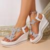 Shiny Crystal Wedge Heel Sandals for Women Fashion Clear PVC Platform Sandals Woman Thick Sole Rhinestone Butterfly Party Shoes