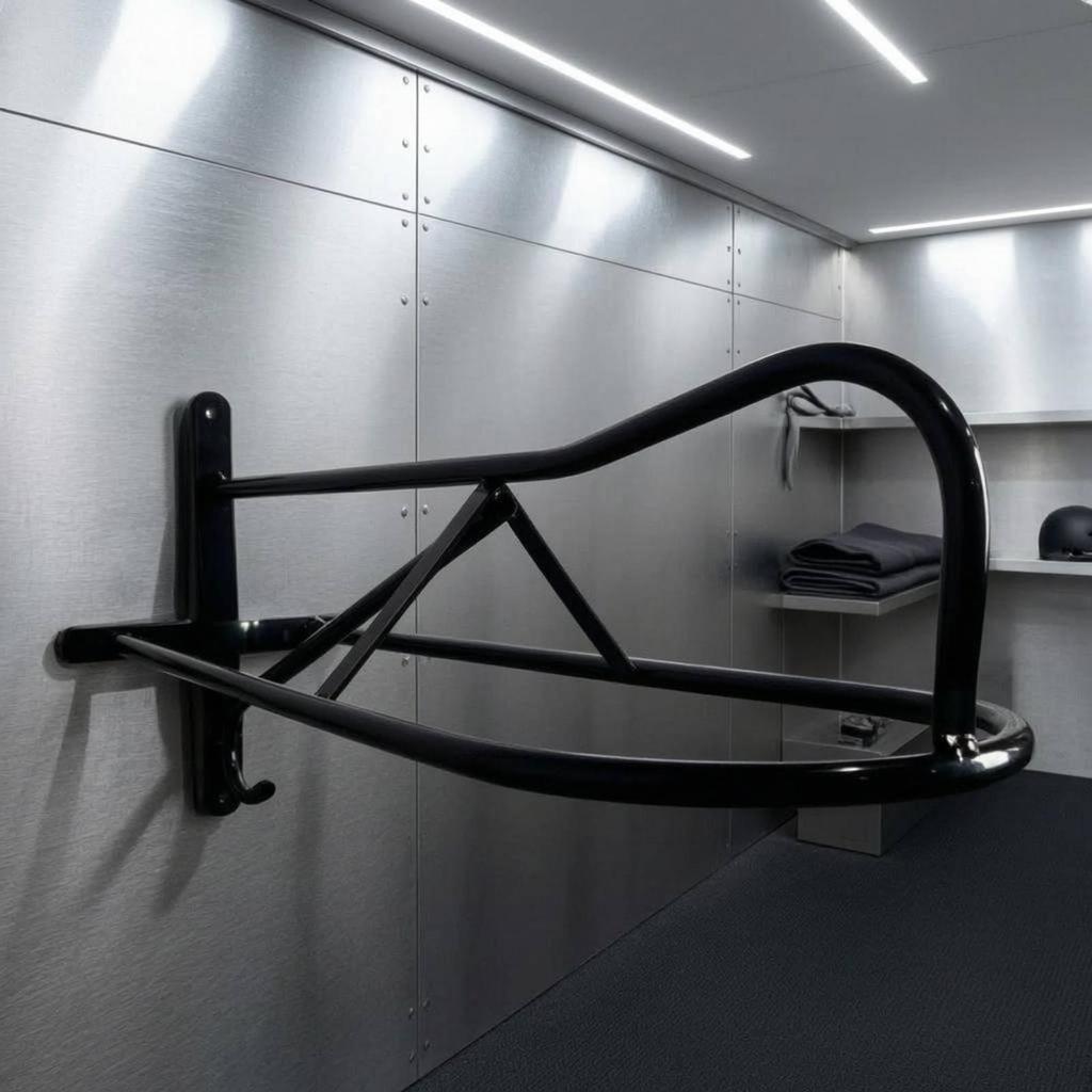Wall-Mounted Saddle Rack Horizontal Bar Black Metal Space Saving