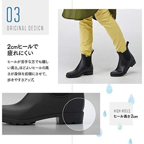 iMedia Side Gore Rain Sizes Waterproof and and Suitable for All Weather Conditions Women's Boots, LL24-24.5cm (Black), Water-Repellent, Lightweight,