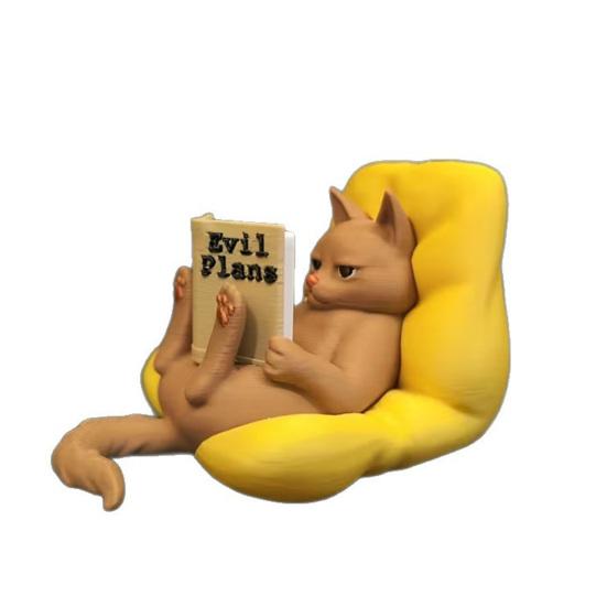 

Фигурка кошки, читающей книгу, 3D-печать, милая лежащая кошка, статуэтка читающей книгу, для офиса, дома, книжной полки, рабочего стола, декор, подарки для любителей кошек