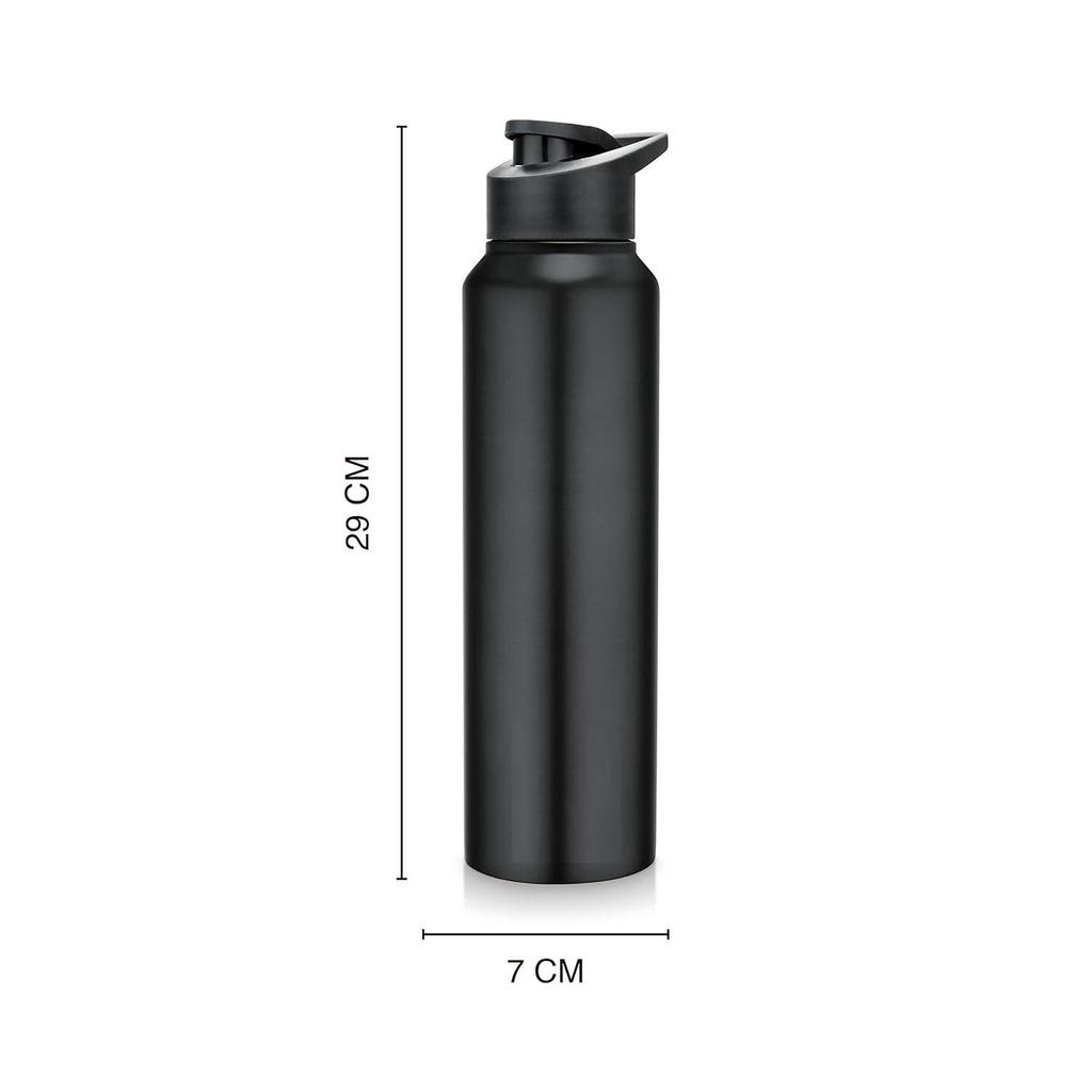 Stainless Steel Water Bottle 1 Ltr For Kids, Boys, Girls, 1 Litre Bottles for Gym, Sports, Fridge Use, School & Office (Sipper Cap - Set of 3, Black)