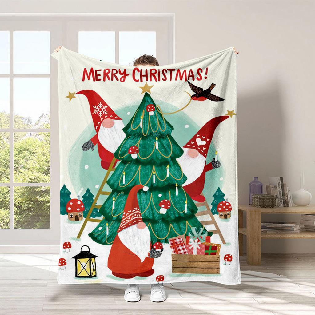 Christmas Cartoon Series Printed Blanket for Sofa Travel Camping Living Room Office Conditioning Blanket for All Seasons Gifts