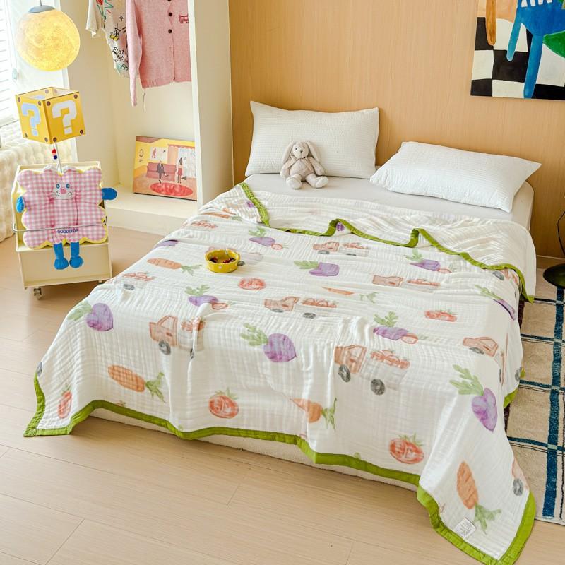 100% Cotton Blanket Breathable Towel for Kids Blankets Skin-friendly Plaid Nap Blankets Super Soft Bedsheet Travel Shawl