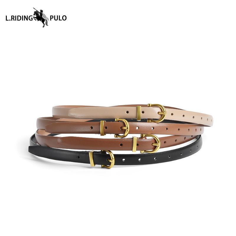 Cinto de Couro Genuíno para Mulheres, Cinto Feminino Retrô, Cinto Simples e Versátil para Calças Jeans