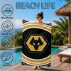Fußballverein Wölfe Emblem Aufgedrucktes Mikrofaser Strandtuch, Weich Und Saugfähig, Schnelltrocknend, Ideal für Sommerreisen, Strand-Essentials, Schwimmbad