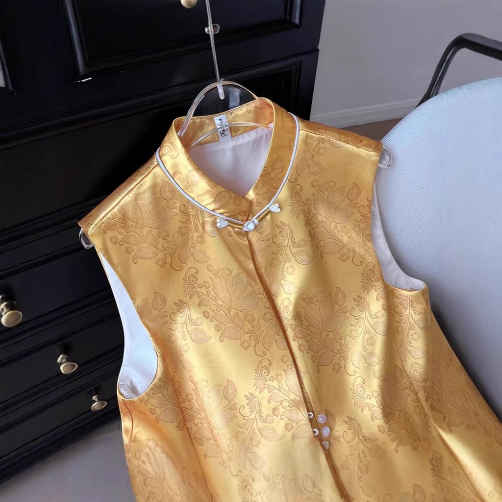 2025 new stand-up collar temperament high-end sense vest women's retro sleeveless vest