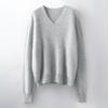 V-Neck Wool Cashmere Loose Brushed Sweater - Solid Color, Versatile, and Skin-Friendly Knitwear