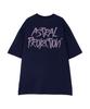 ASTRAL PROJECTION [Oversized] Graffiti Lettering 13-Count Cotton Round Neck Short Sleeve T-Shirt_Navy