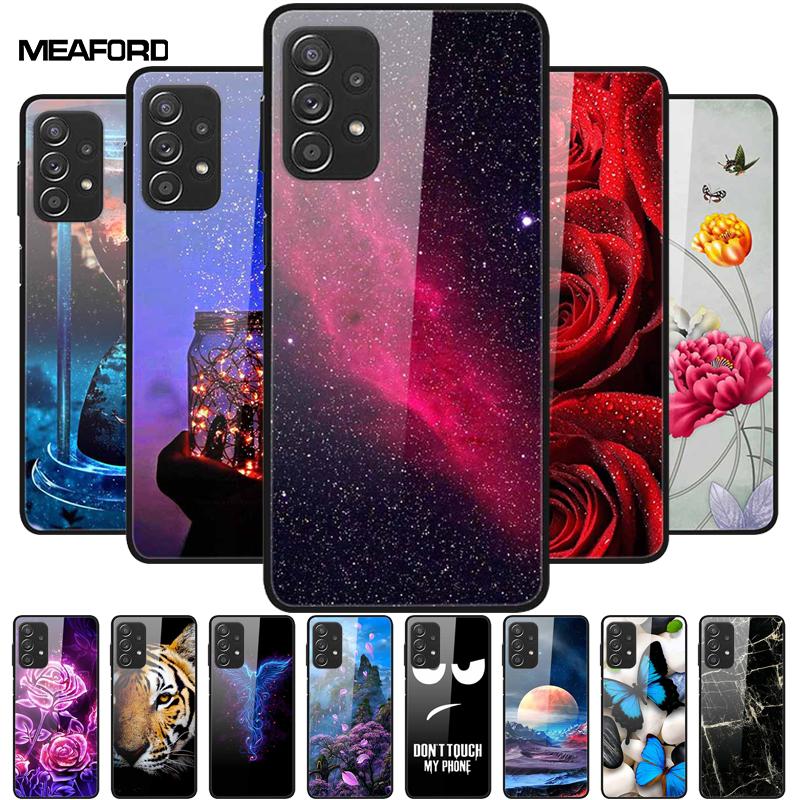 For Samsung A52 5G 4G Cases A52s 5G Tempered Glass Hard Back Cases For Samsung Galaxy A52 5G Phone Covers Funda A 52s 2022 A528B