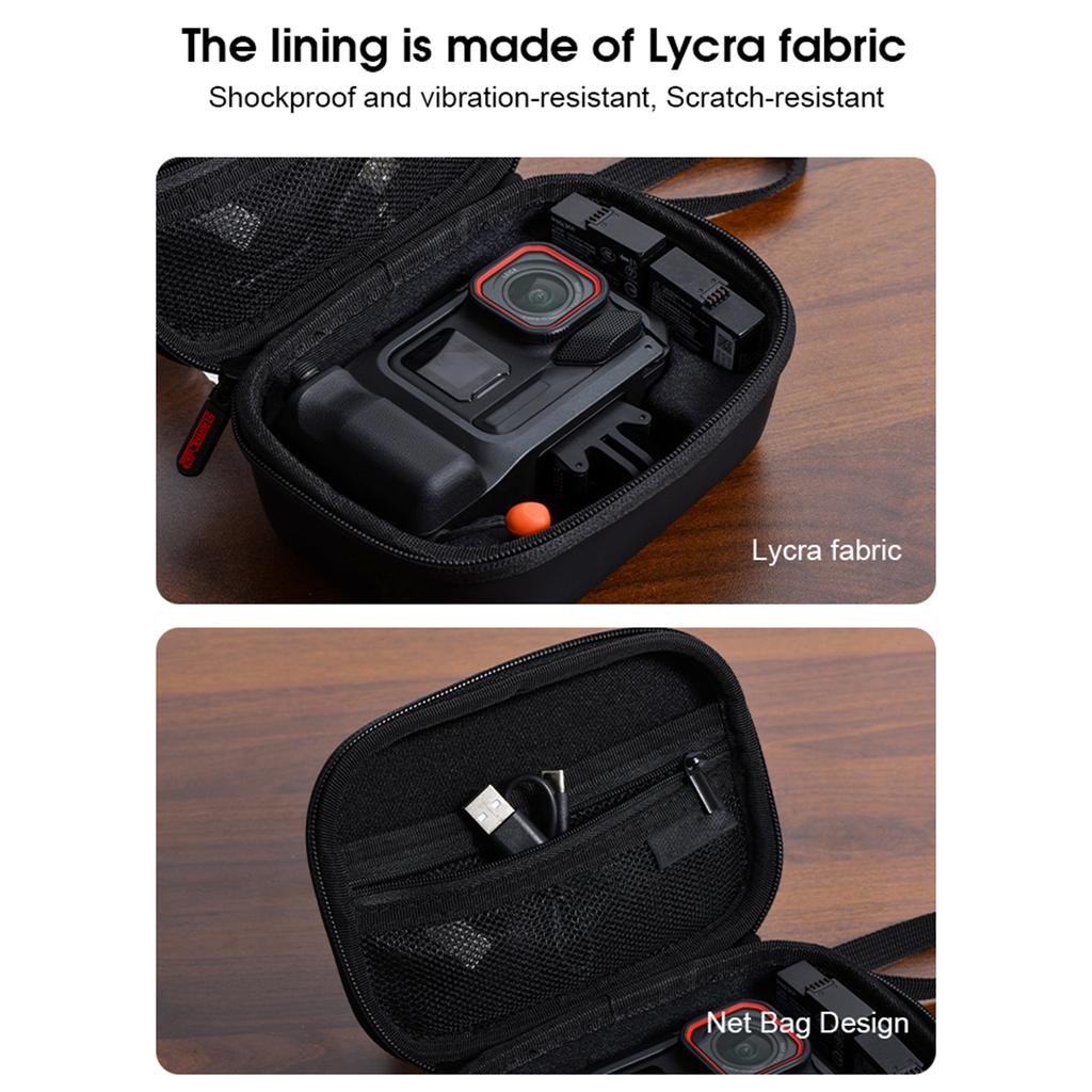 PU Portable Carrying Case Shockproof Hard Shell Travel Storage Case with Wrist Strap for Insta360 Ace Pro 2 Xplorer Grip