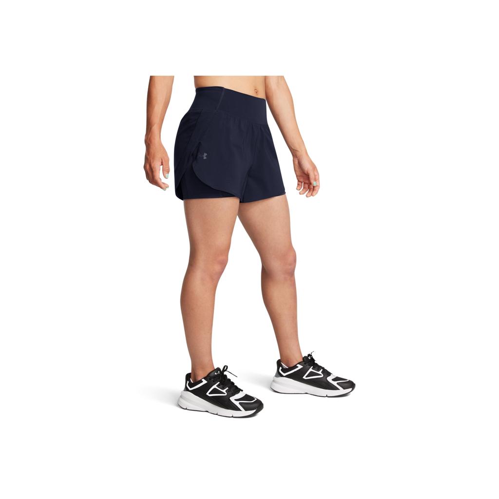 Under Armour Flex Woven Solid Color Two-In-One Loose Mid-Waist Three-Quarter Casual Shorts Women Shorts Dark-Blue 1376936-410
