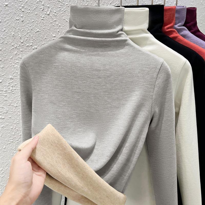 

Новая кашемировая теплая одежда для женщин на зиму с черной технологией постоянного подогрева температуры, теплая флисовая водолазка, базовая рубашка для женщин XXXL