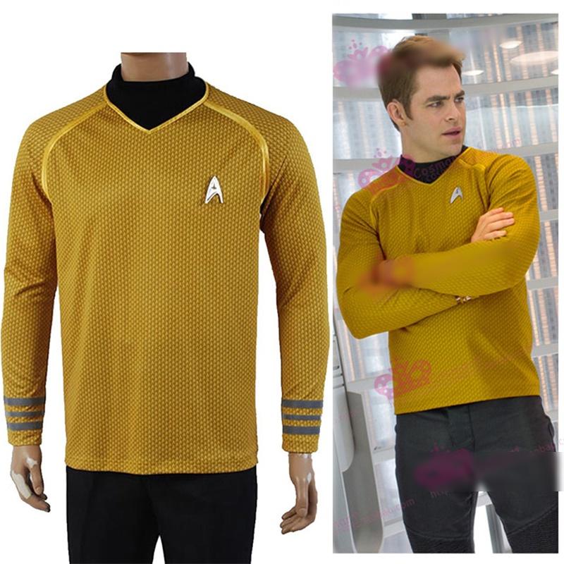 Into Darkness Captain Kirk Cosplay Tshirt Costume Tops With Badge