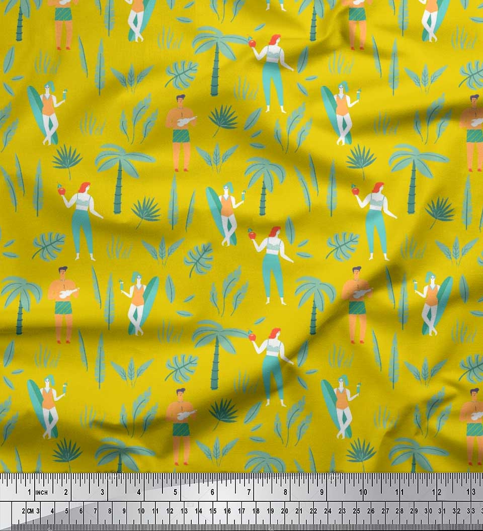 

Японська креп-атласна тканина Soimoi, пальма, принти на пляжній тканині для чоловіків і жінок на метр 42 дюйми 42 Inch Wide - Poly Crepe жовтий