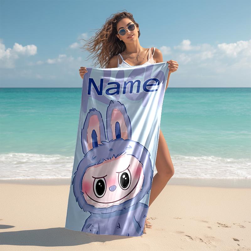 Personalized customized proof beach towel with Lububu pattern - soft, absorbent,quick-drying,perfect swimming,camping&bathing