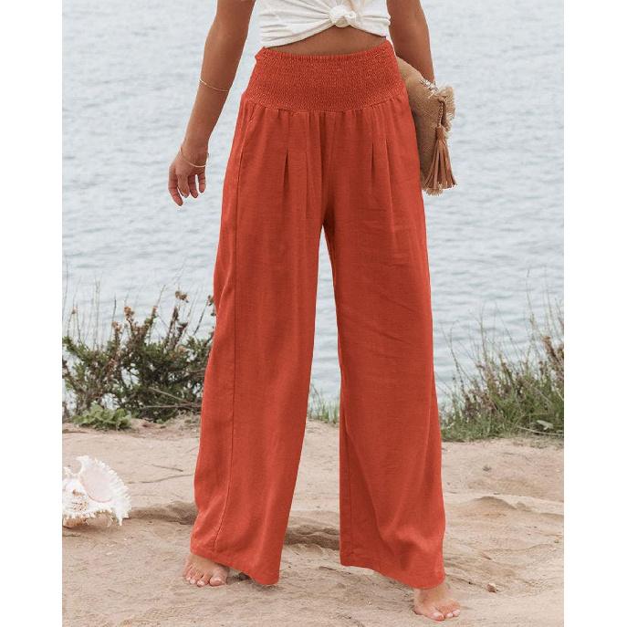

New Minimalist Women S Fashionable Wide Leg Solid Color Casual Pants Casual Style Cotton Spring And Summer Pants XXXL