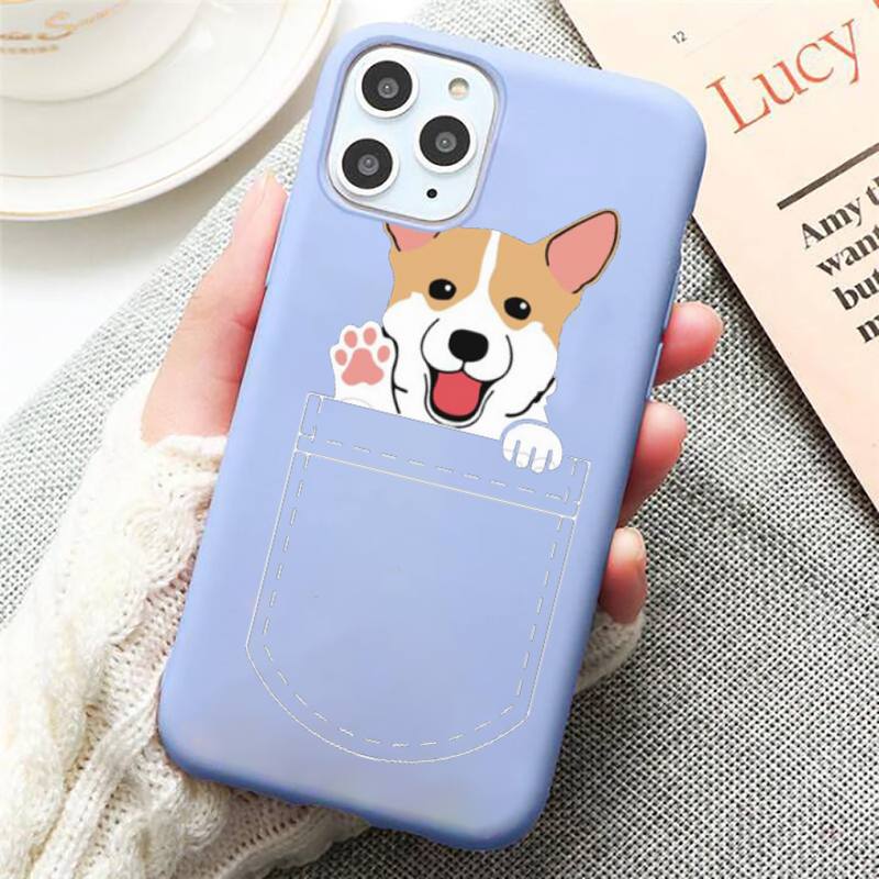 Cute Corgi Butt Animal Puppy Phone Case Candy Color Blue pro iPhone 11 12 13 pro XS MAX 8 7 6 6S Plus X 5S SE 2020 XR
