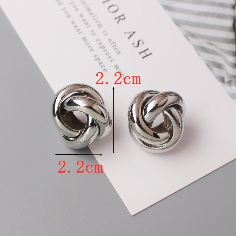 Orecchini a Bottone Rock Intrecciati per Donna Statement Europeo Nodo Metallico Liscio Orecchino Minimalista Gioielli da Festa Ingrosso Regalo Ragazza