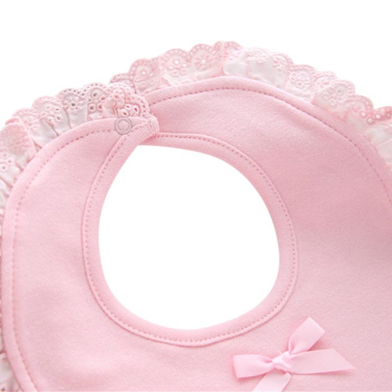 Baby Girls Cotton Snap Button Bibs Cute Bow Lace Bibs Waterproof Saliva Towel
