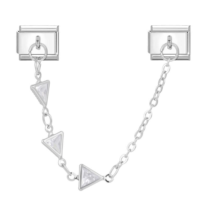 Star Butterfly Heart Zircon Round Pearls Tassel Chain Italian Charm Links Fit 9mm Bracelet Stainless Steel Women DIY Making Gift