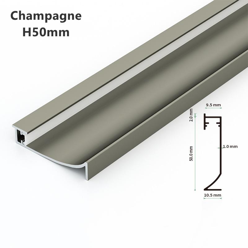 0.5m/1m H40/50/65mm LED Baseboard Bar Light Aluminium Profile Channel Metal Wall LED Skirting for Corridor Strip Linear Lamp