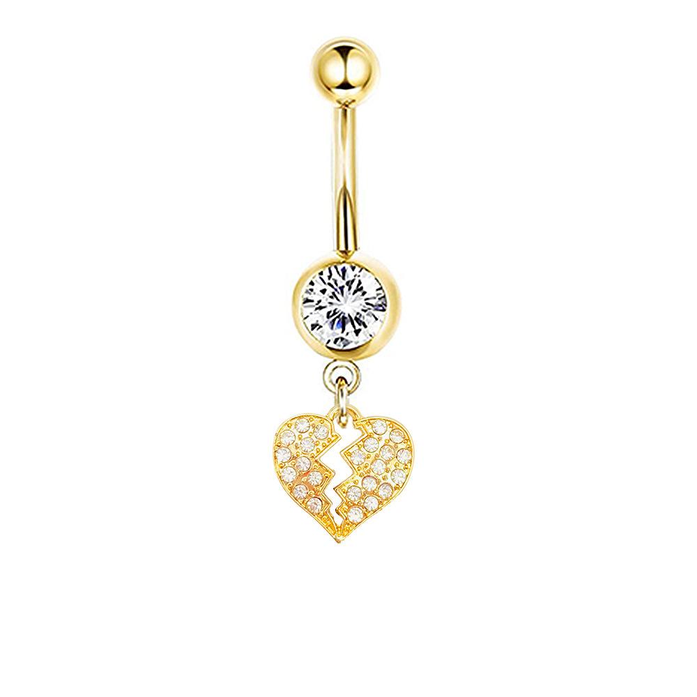 1Pcs Stainless Steel Long Navel Nail Butterfly Heart Five-pointed Star Pendant Navel Ring Piercing Jewelry