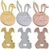 10Pcs Happy Easter Bunny Egg Cake Toppers Acrylic Gold Silver Rabbit Shaped Cupcake Toppers for Easter Party Dessert Decorations
