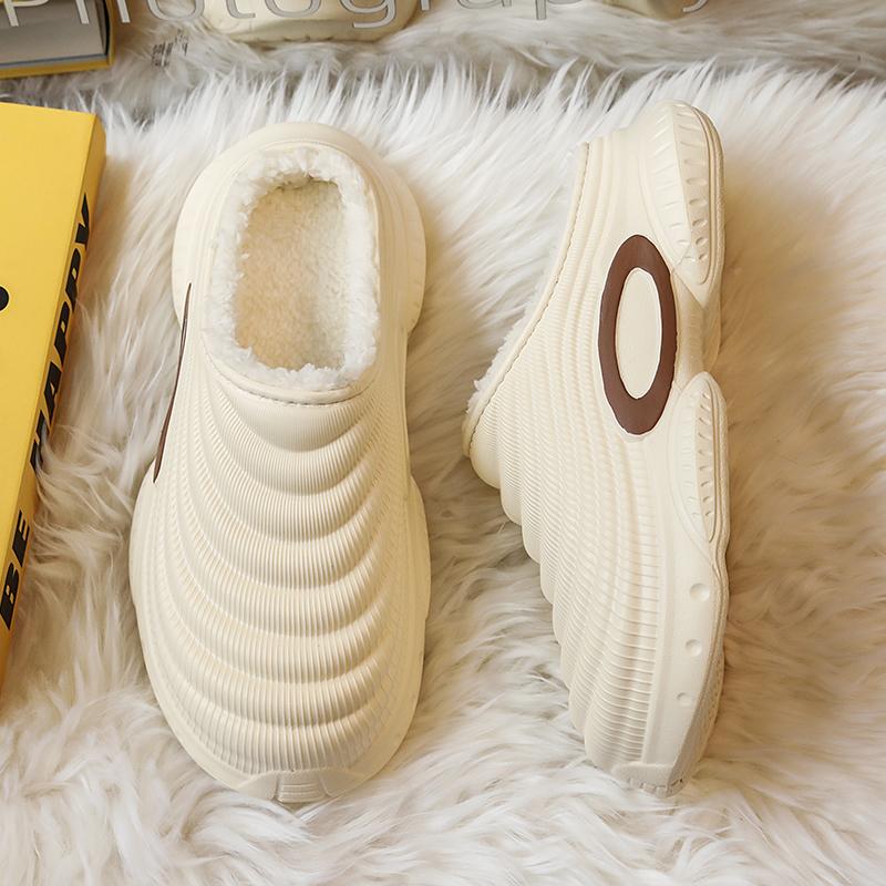 Zapatillas Cálidas de Invierno para Hombre Zapatillas de Algodón Tacones Envolventes Exterior Interior Zapatos Cálidos para Hombre Hogar Dormitorio Zapatillas Cálidas de Felpa 38-45