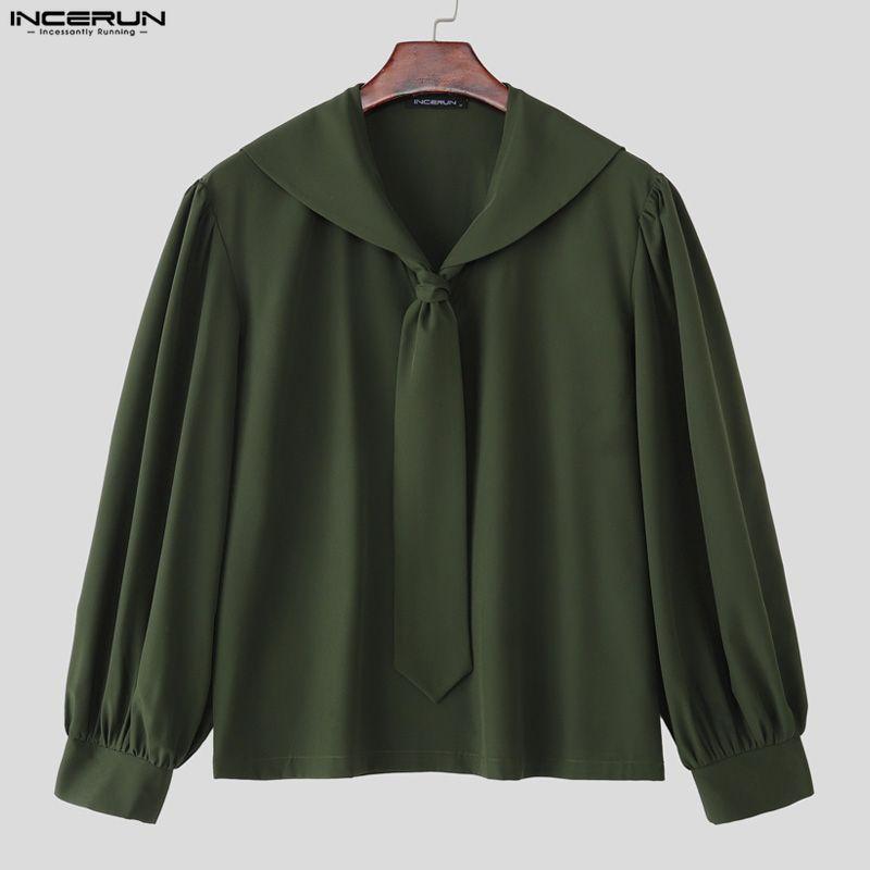 INCERUN Oversized Men Outfits Naval Collar Long Sleeve Shirts Long Pants Casual Two Pieces