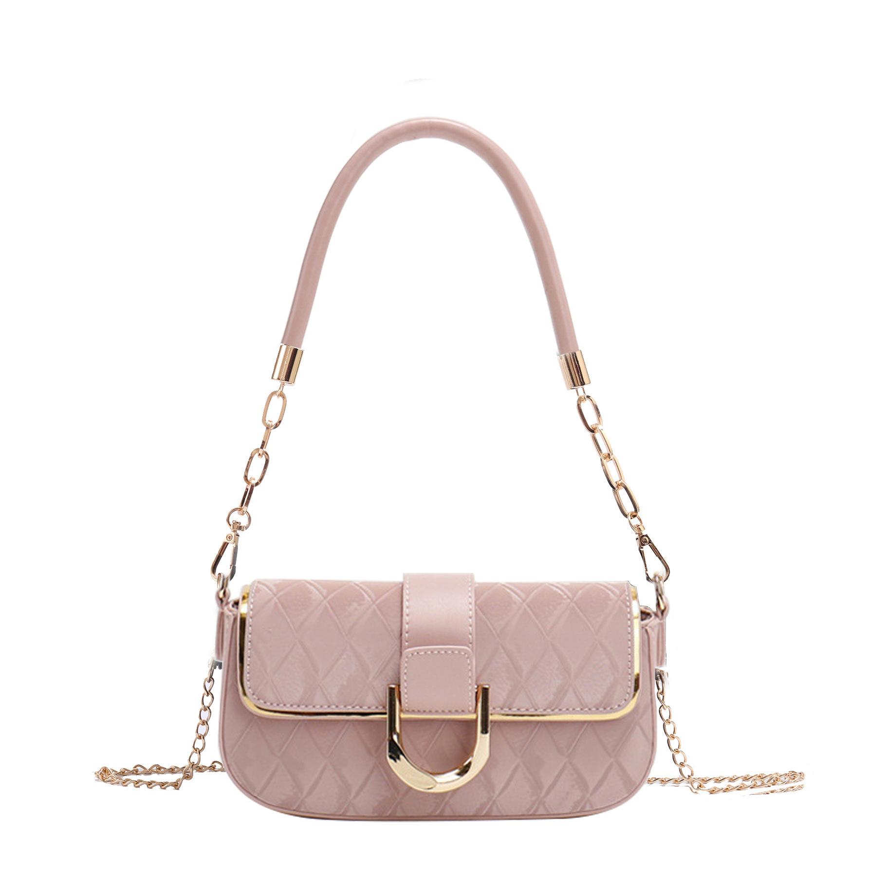 High-end rhombic chain underarm bag, simple western style small square bag for women