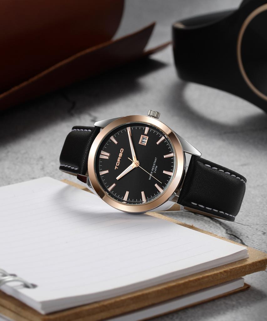 Toleuso T105L-Rbbk Midas Calendar Watch Men'S Leather Band Watch