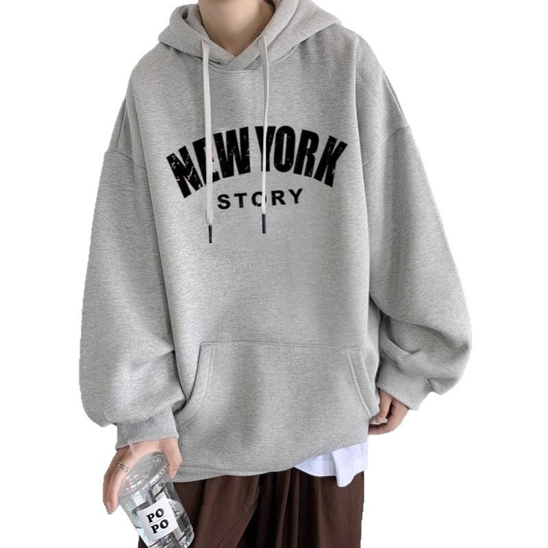 

Толстовка с капюшоном мужская новая осенне-зимняя свободная студенческая универсальная куртка 5XL серый