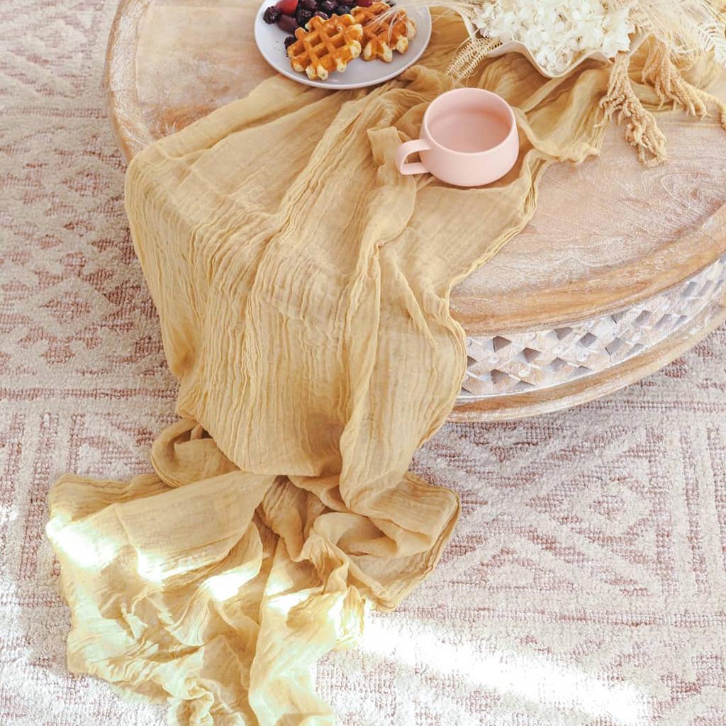 Semi-Sheer Gauze Table Runner Sage Cheesecloth Table Setting Dining Vintage Wedding Party Christmas Banquets Arches Cake Decor