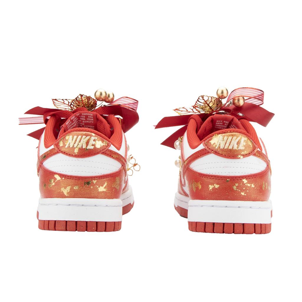 Nike Dunk Low Top Skateboard Shoes Unisex White Red Gold DD1873-116(Team445-)