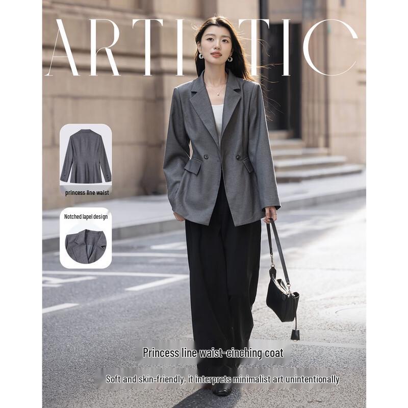 Demana Women's Lyocell Wool Blend Double-Breasted Blazer