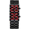 Gosasa Men's Lava Style Stainless Steel Watch with Red and Blue LED Digital Watch and Black Bracelet Watch, Red, Business Casual.