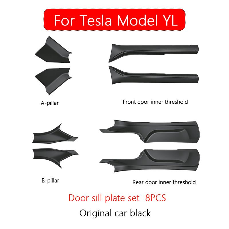 For Tesla Model YL 2026 TPE Front Rear Door Sill Protector Threshold Strip Waterproof Anti-kick Guard Panel Interior Accessories