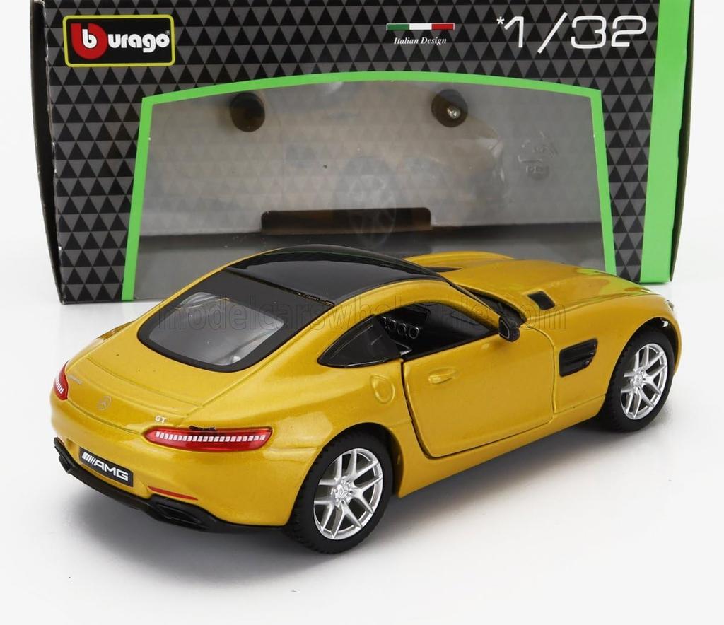 Bburago Mercedes-Benz Diecast Car 1/32 Scale Benz AMG GT (C190) 2016 (Yellow) [Parallel Import]