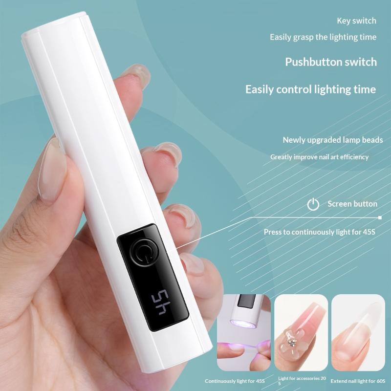 1Pcs Mini On-Screen Display Handheld Nail Art Uv Lamp For Gel Nails, Mini Nail Light, Portable Led Nail Lamp