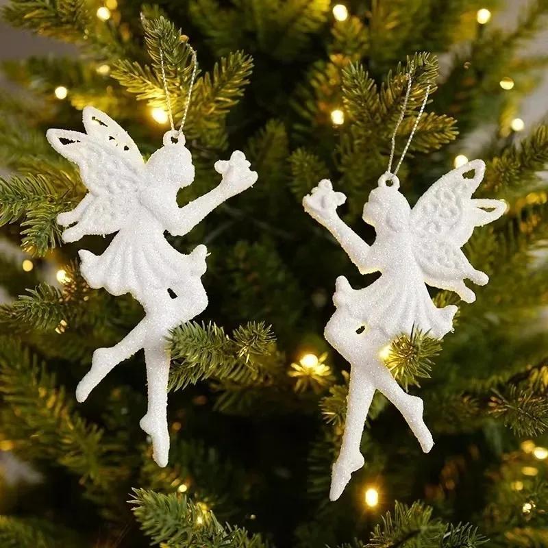 Christmas White Pendant Christmas Tree Ornaments Star Elk Xmas Hanging Pendants for Home Room Party Decor New Year Gift Accessor
