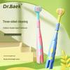 Popular Kids' Soft Bristle Three-Sided Toothbrush, Ages 3-12, Adorable Cartoon Giraffe Design