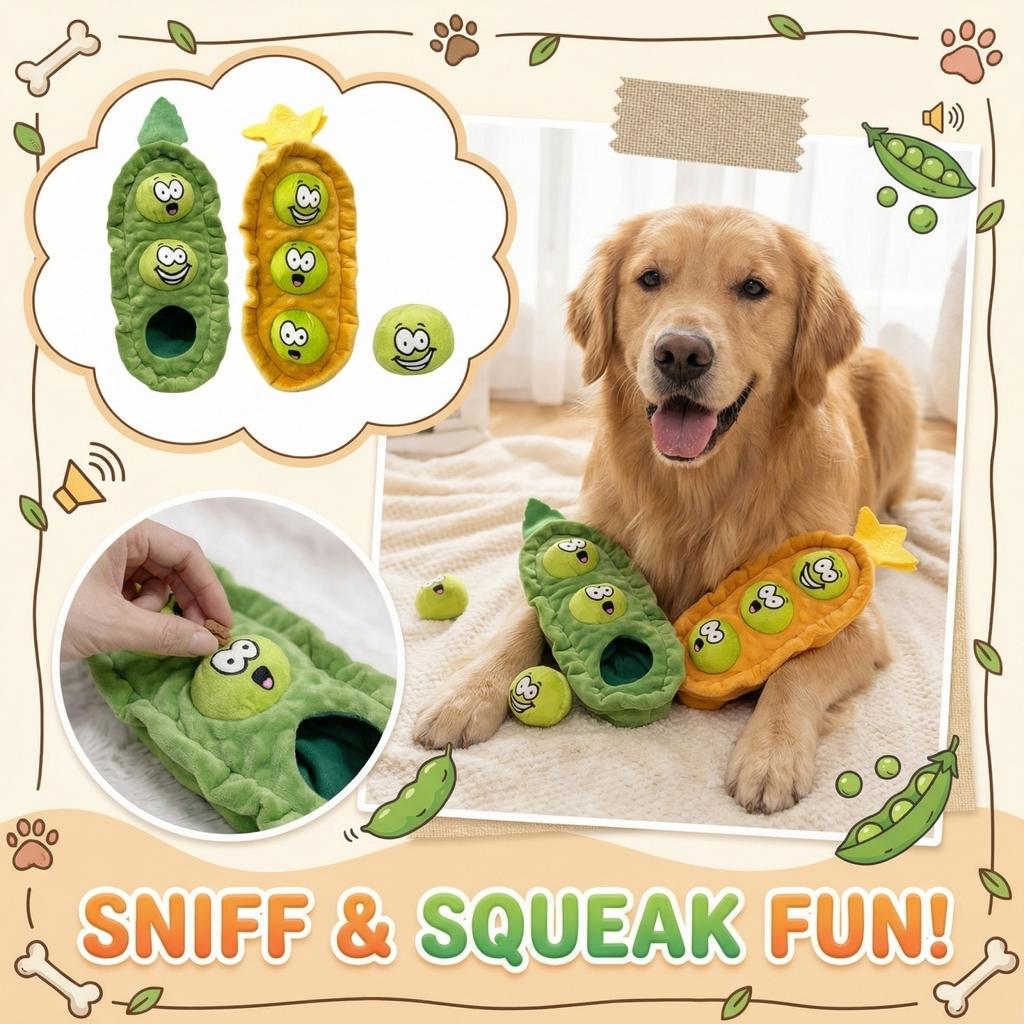 Hundespielzeug aus Plüsch Erbsenform Quietschendes Kauspielzeug für Hunde Langlebiges Interaktives Trainings- und Schnüffelspielzeug für Mentale Stimulation und Zahnpflege