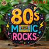 Vintage S Music Retro Metal Wall Decor  Neon Cassette Tape  S MUSIC ROCKS Text  Lightweight Hanging Art for Home